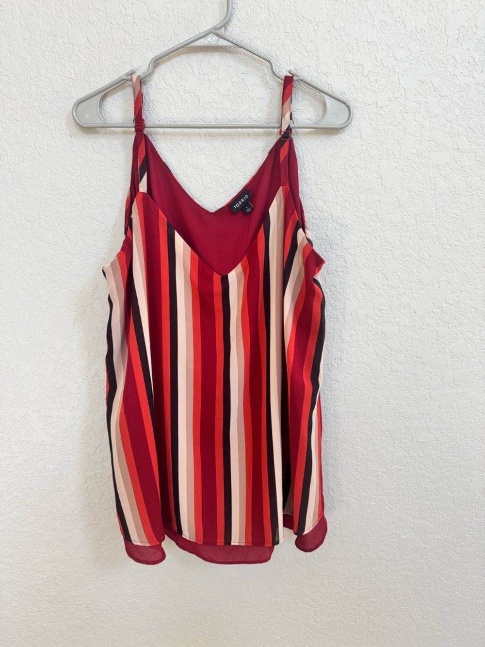 Torrid Red Multi-Stripe V-Neck Cami size 1